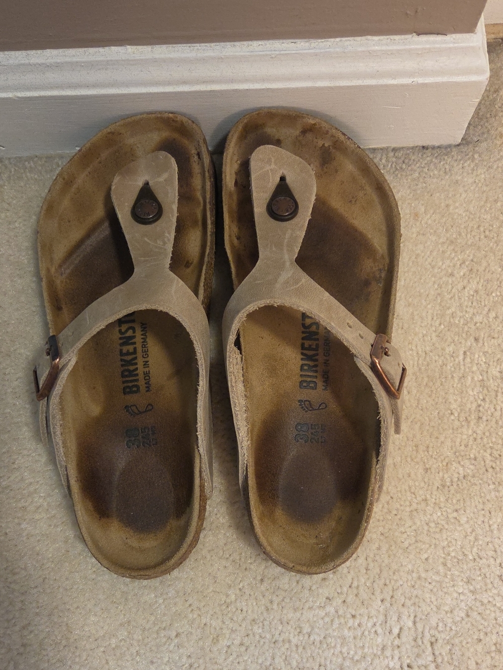 Birkenstock Beige Suede Gizeh Thong Sandals